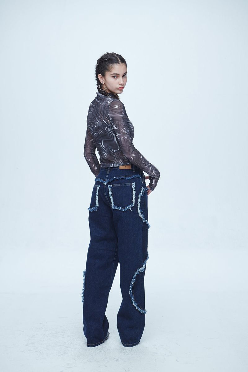 Snake Cutting Denim Pants