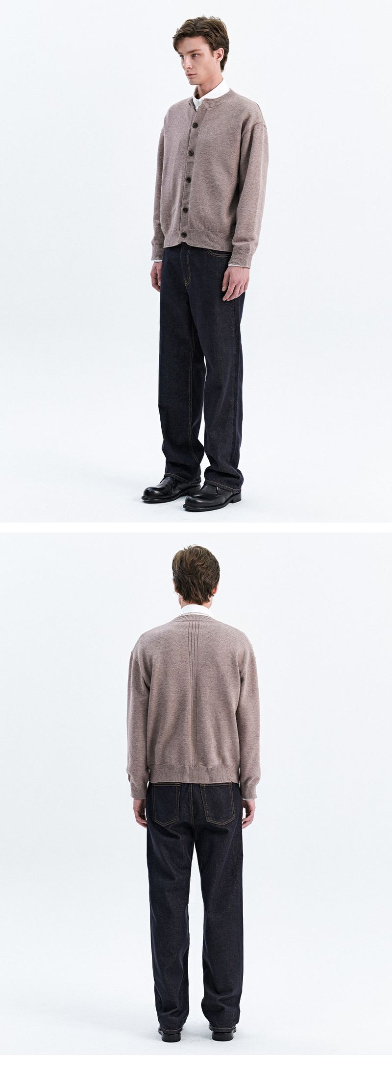 CENTRE LINE ROUND CARDIGAN_BEIGE