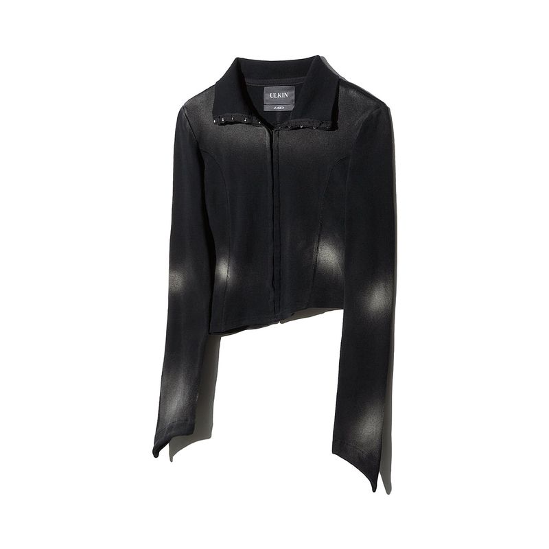 [24SS LSD COLLECTION] Bleach Washing Unbalanced Cotton Top_Black