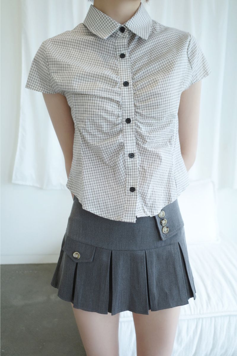 myorang（ミョラン）の「スコーンチェックシャーリングシャツ(2color)（Tops）」
