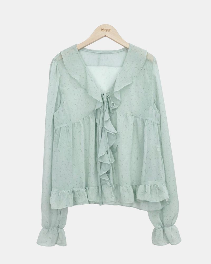 Mauve Frill Sheer Blouse