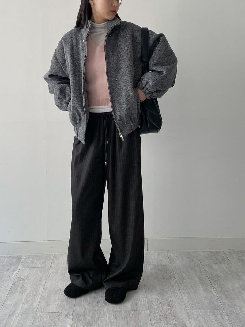 Striped Banding Wide Slacks