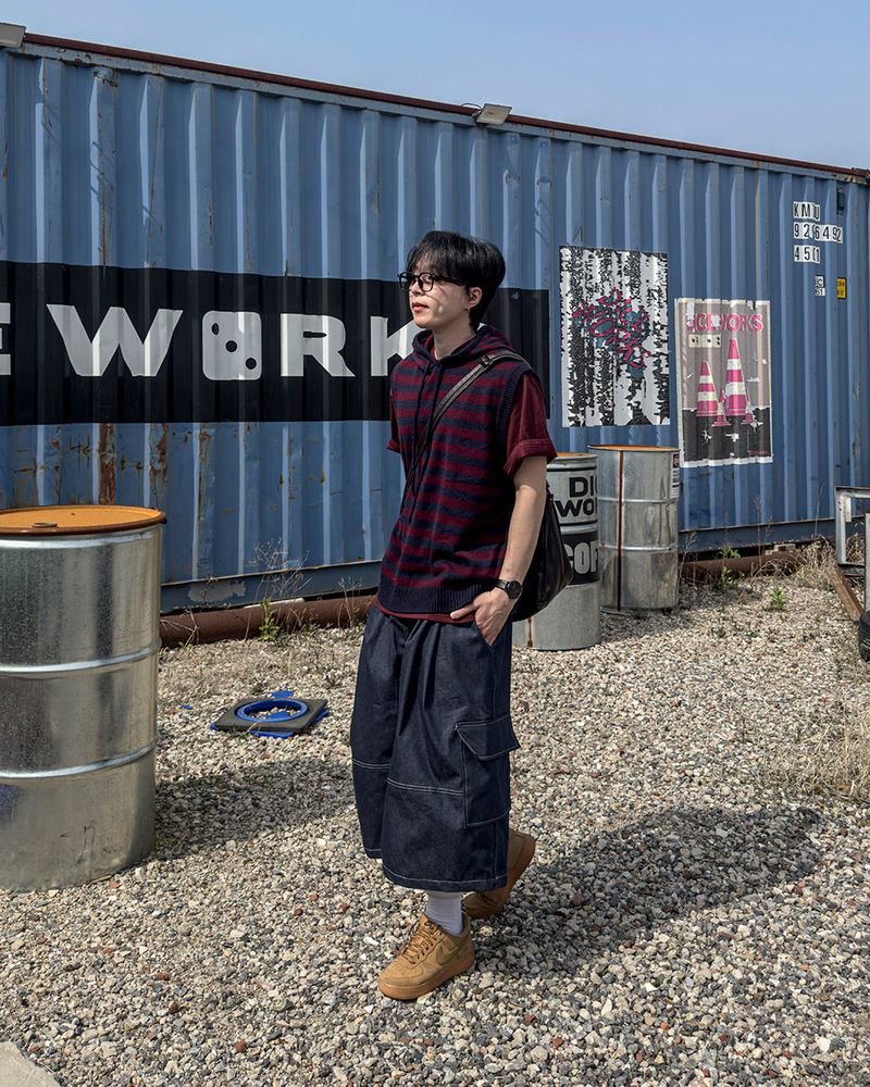Circular Belt Stitch Cargo Bermuda