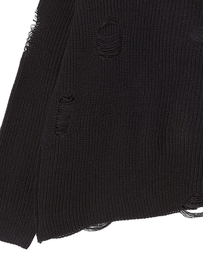 DAMAGE OFF SHOULDER KNIT BLACK