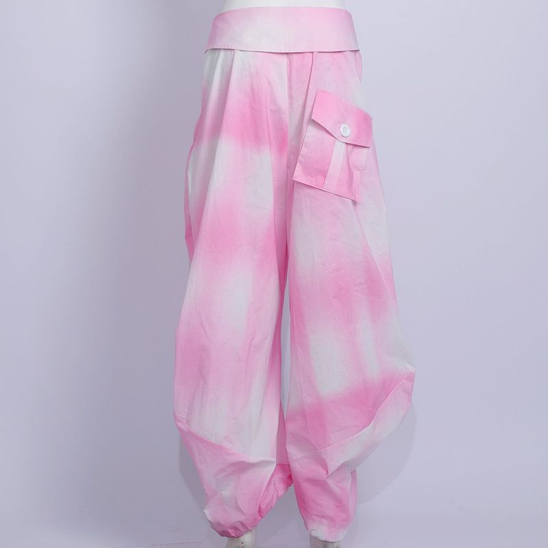 gradient pink fatty,saggy pants