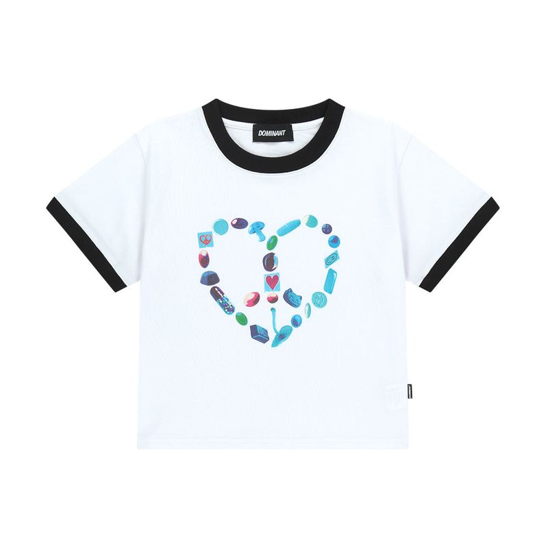 ハートピースリンガークロップTシャツ_ホワイト