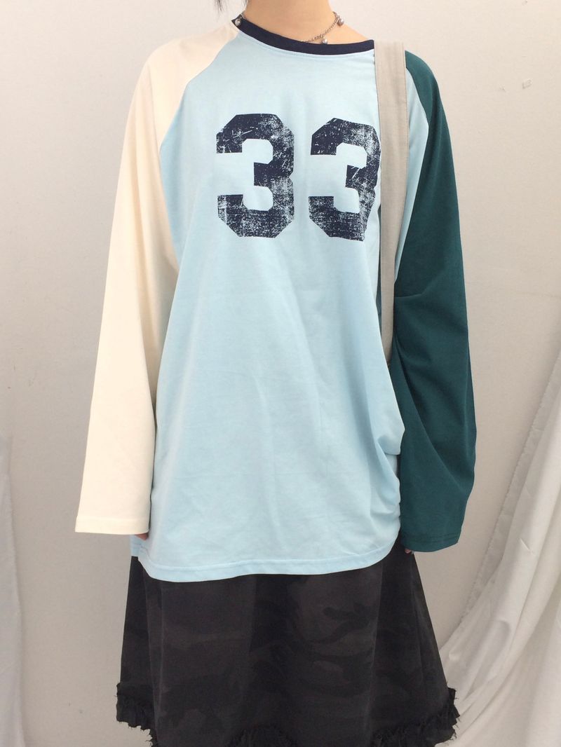 Number-printed color long sleeve