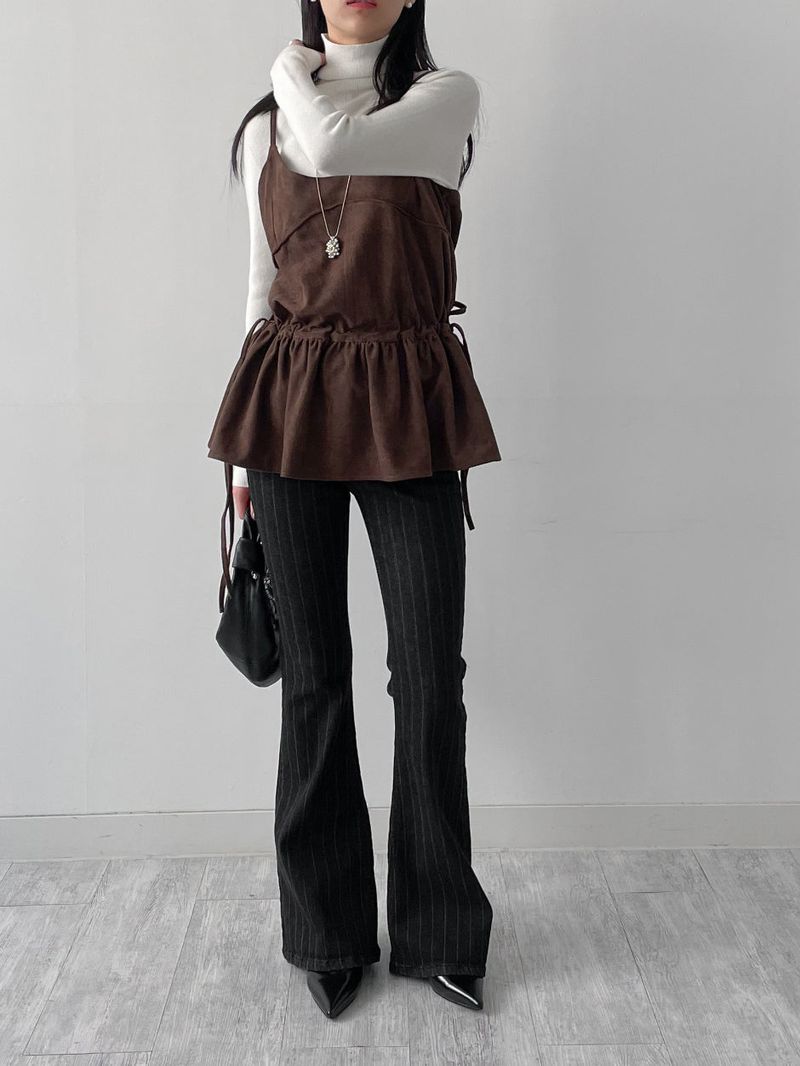 Frilled Suede Bustier