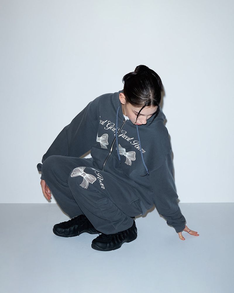 RIBBON WIDE PIGMENT PANTS-CHARCOAL