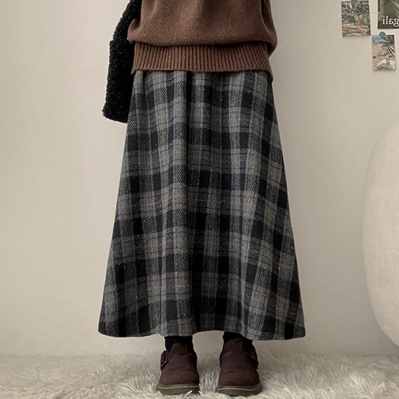 hijjoo（ハイチュー）の「Vient Checkered Flare Banded Waist Long Skirt（Skirts）」