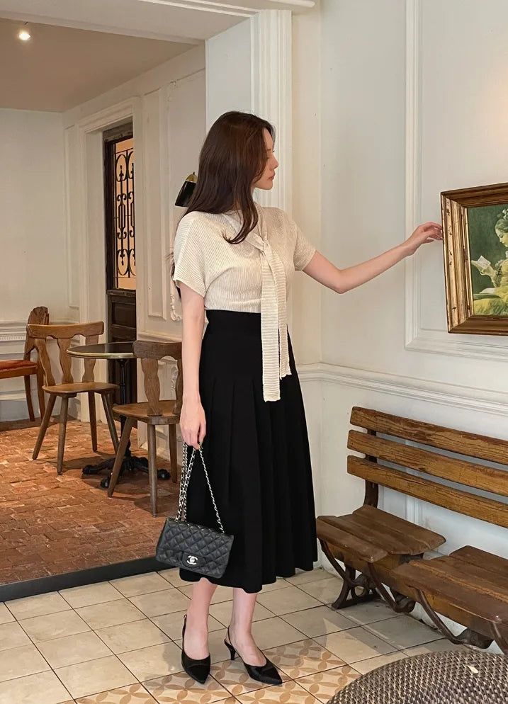 Envo Stretch Pleated Long Skirt
