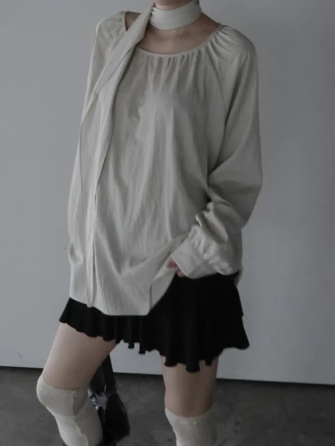 Mue Shirring Scarf Blouse