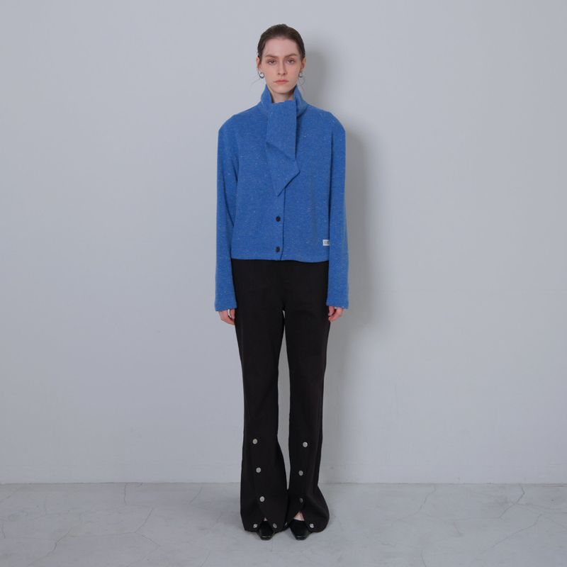 Black Slit Snap Long Pants
