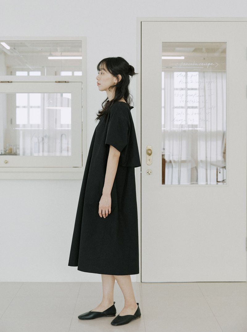 layered ribbon onepiece black