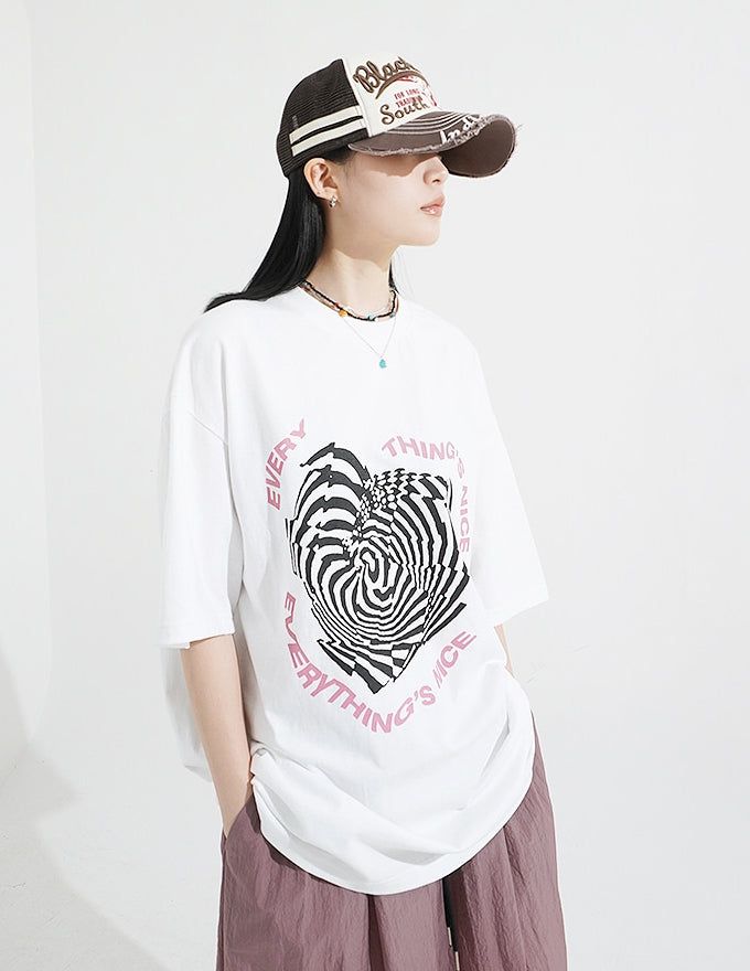 KIXI（キッシー）の「Heart Maze Overfit T-Shirt（Tops）」