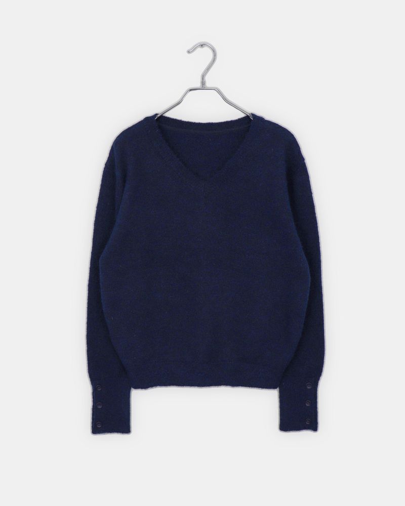 Eha Button Warmer Wool V-neck Knit