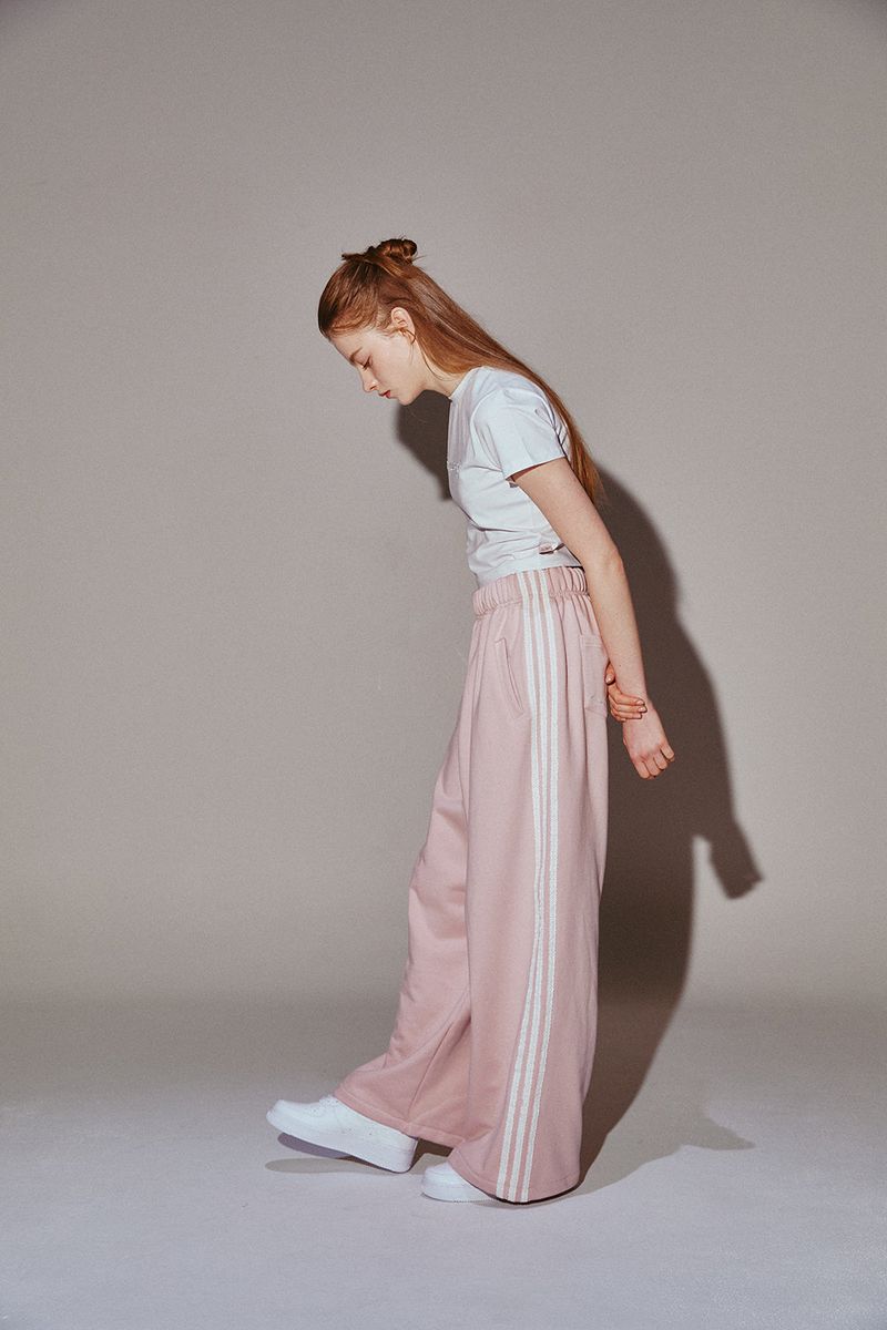 Lace Tape Track Pants Pink