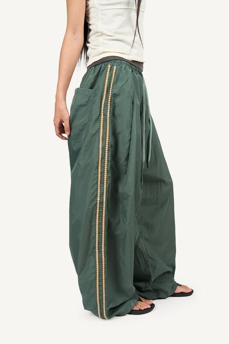 Side ethnic nylon pants