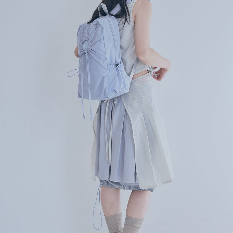 sheer layered rivet pleats skirt (beige)