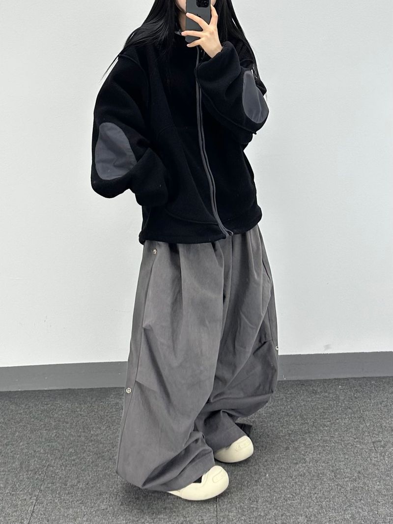 reverse elbow fleece zip-up