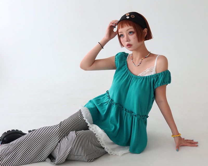 inen lace bustier long blouse & mini dress