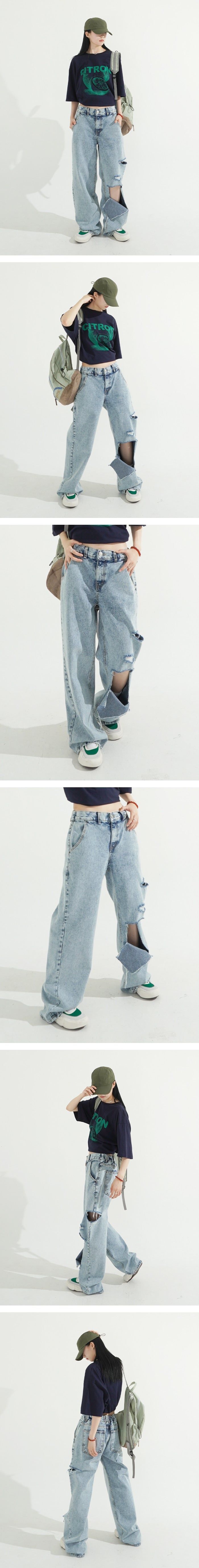 Washing Snow Wide Denim PT