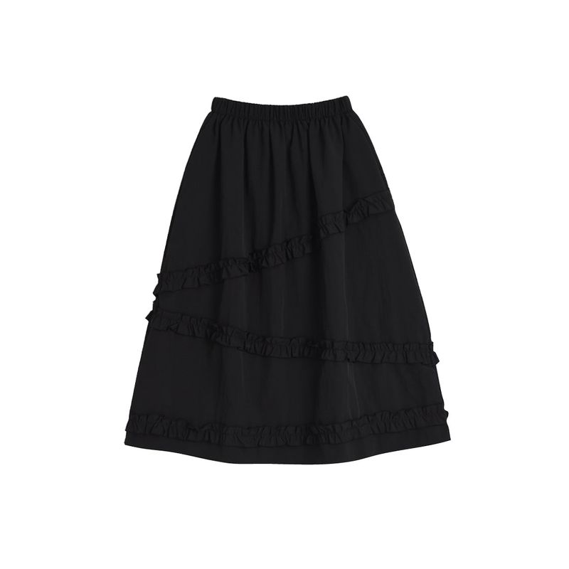 KOOKEESEE(クキシ)の「Nylon Frill Cancan Long Skirt (black)(Skirts)」