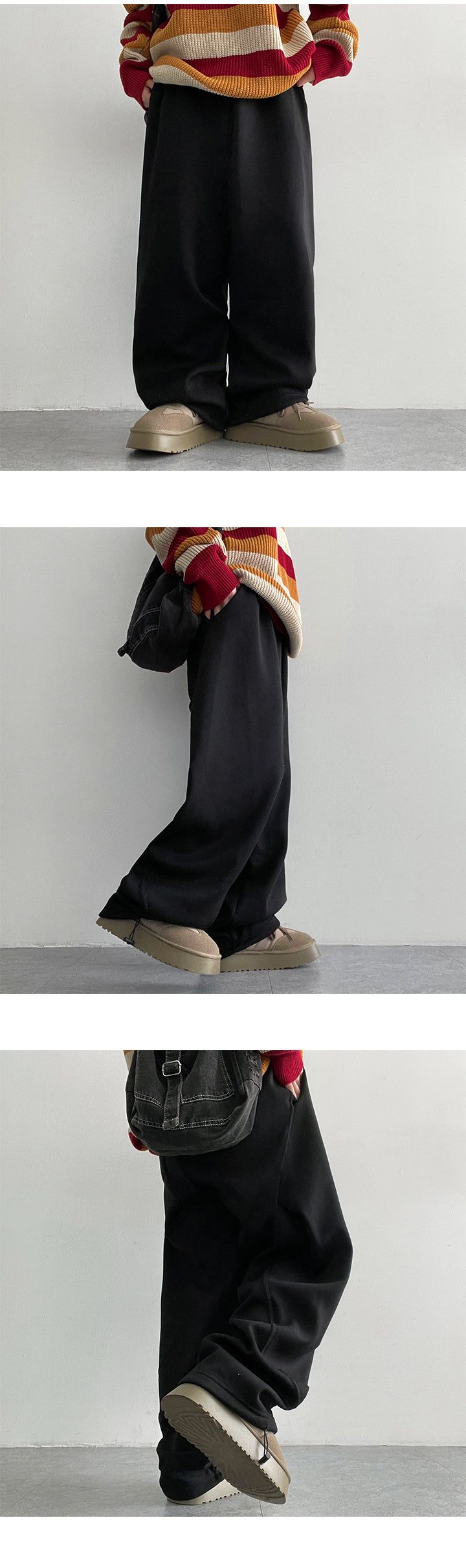 Illun Curve incision wide banding pants