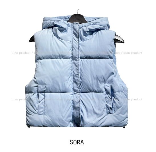 Haen crop hooded vest padded jacket