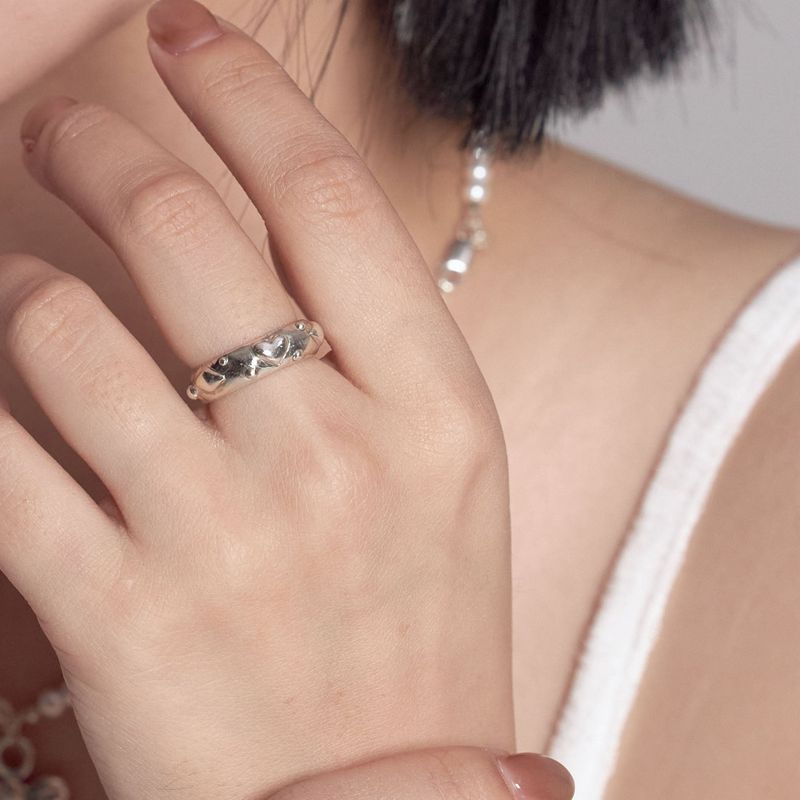 Silver 925 Heart drawing bold ring1 