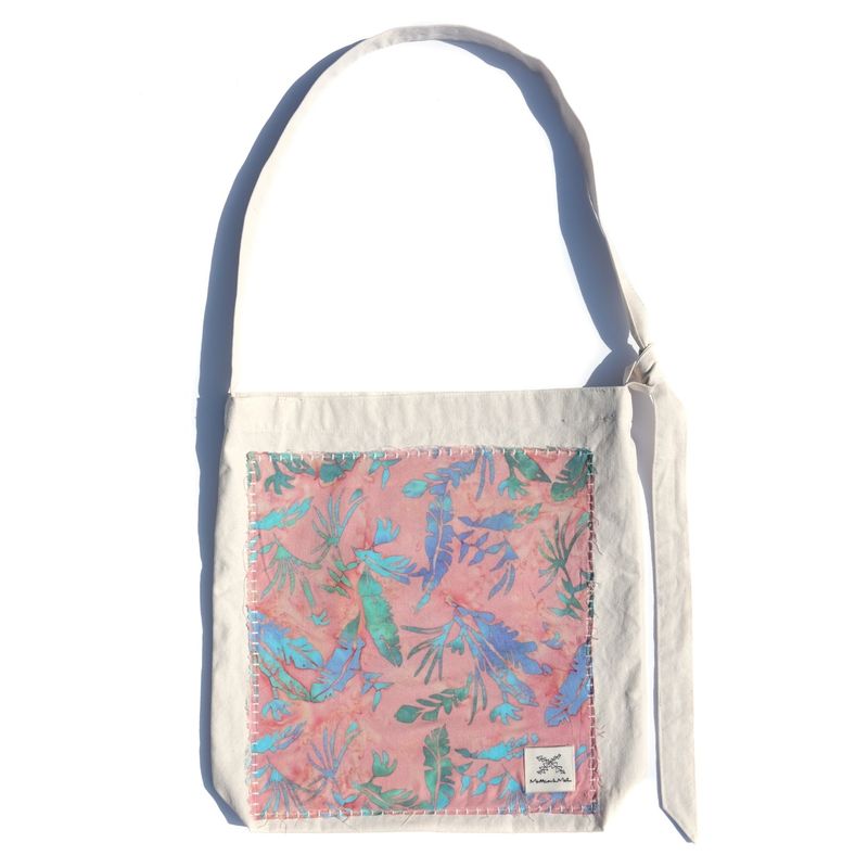 [Patchwork Canvas Bag] Banana Leaves - Pale Pink