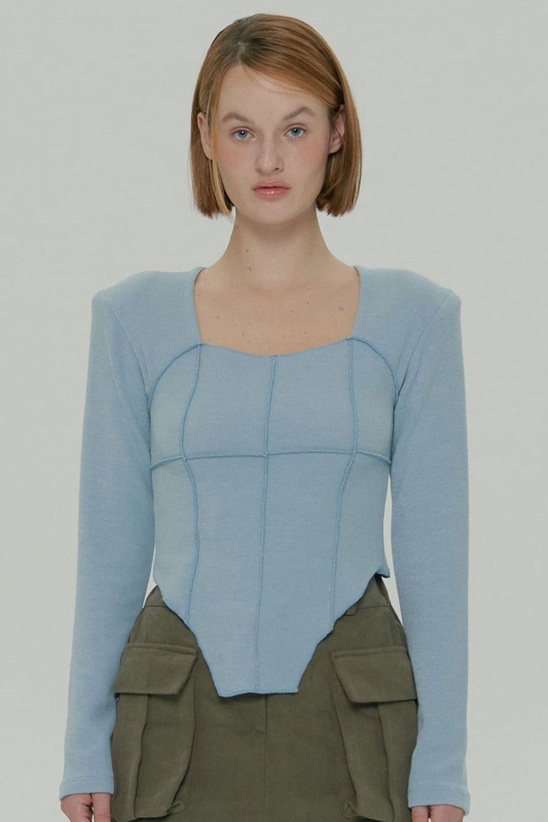 MOIFAIRE(モイフェア)の「SOFT SQUARE NECK TOP / SKY BLUE(Tops)」