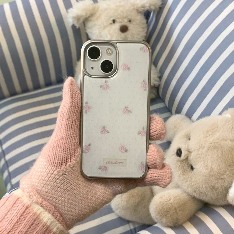 [MADE][Glass Silver Bumper Case]  Rose Stitch Knit Case