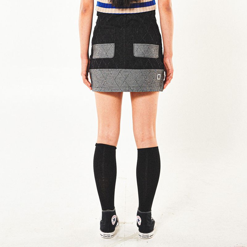 FENCE SWING DENIM MINI SKIRT (BLACK)