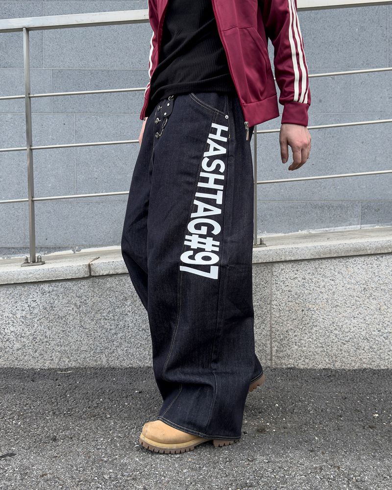 Vector graphic wide denim pants