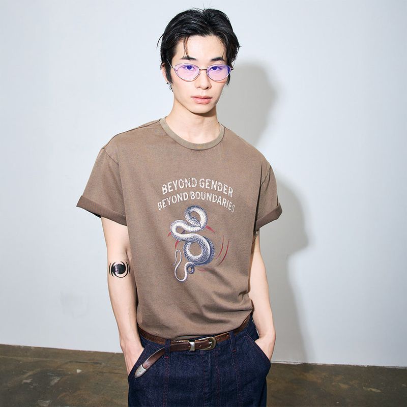 BGBB Snake Garment Dyed half T (Brown)