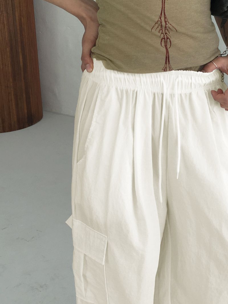 Horsher rustling nylon pintuck two-way cargo pants