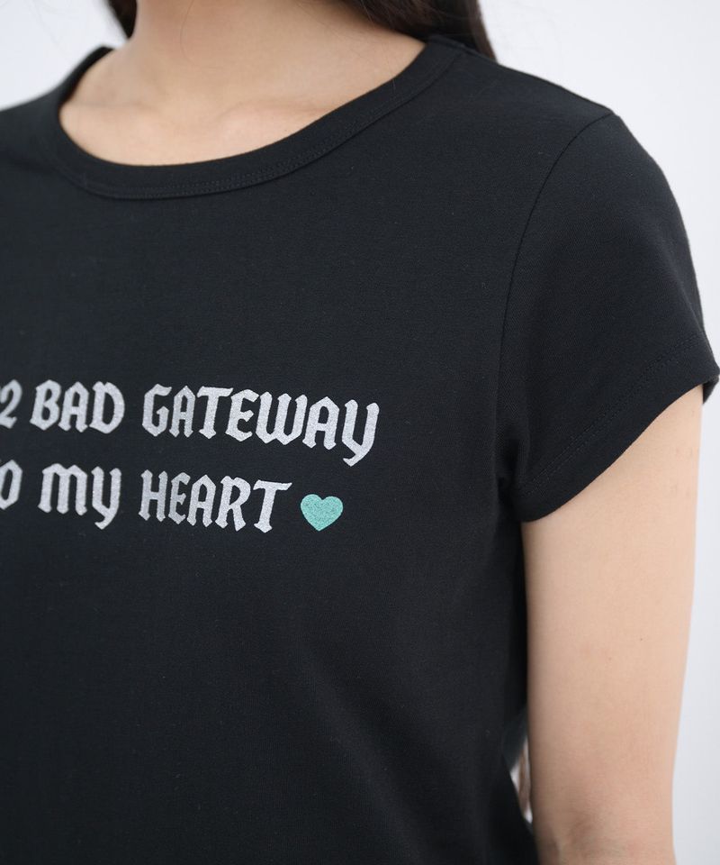 502 GLITTER LETTERING T SHIRT - BLACK