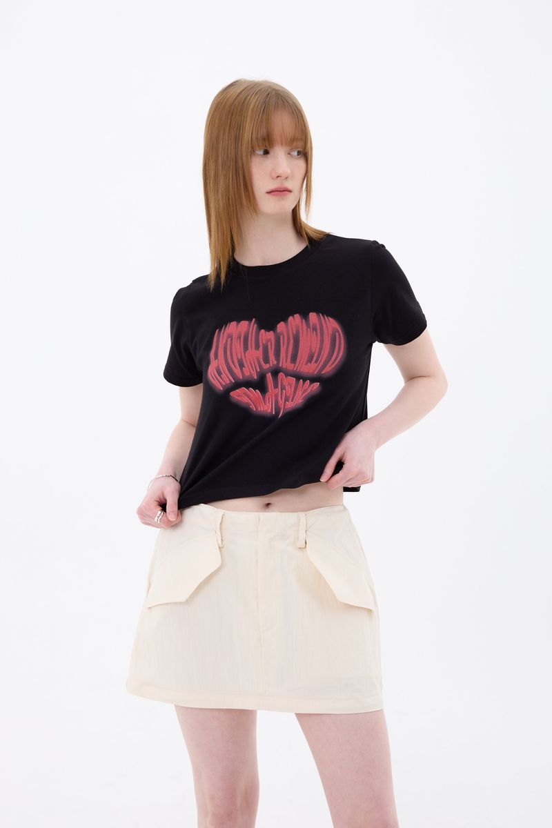 HEART LOGO CROP T-SHIRT / BLACK