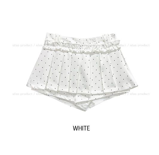 Rear Dot Pleated Mini Skirt Pants