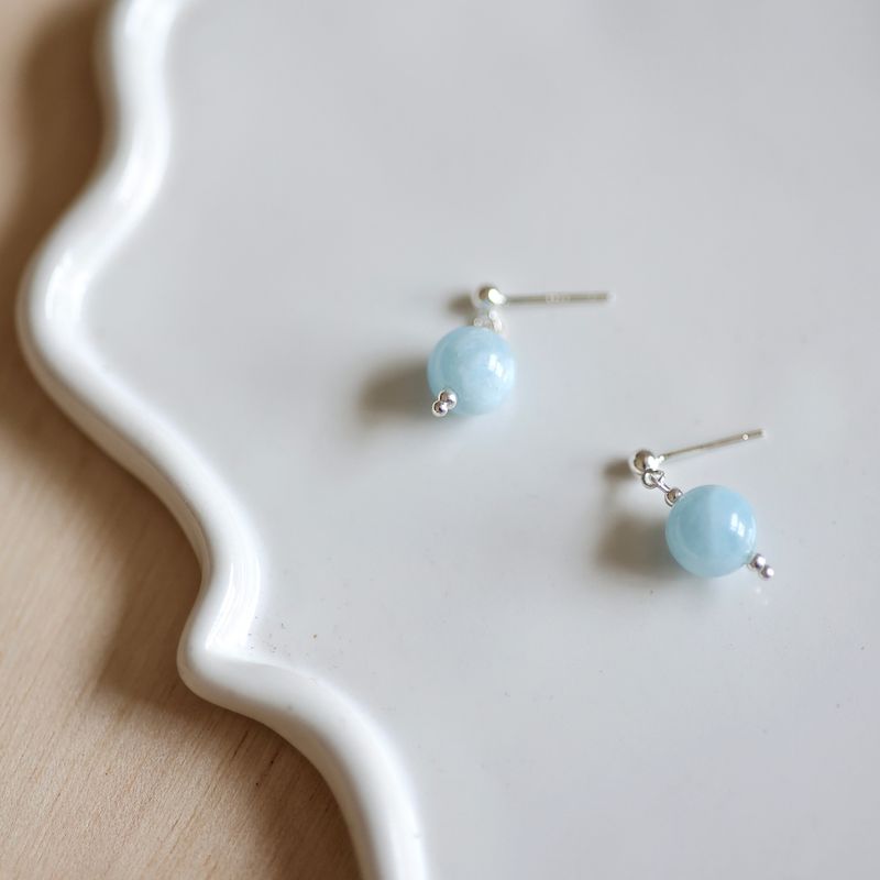 Lake Blue Stone Silver 925 Pierce handmade