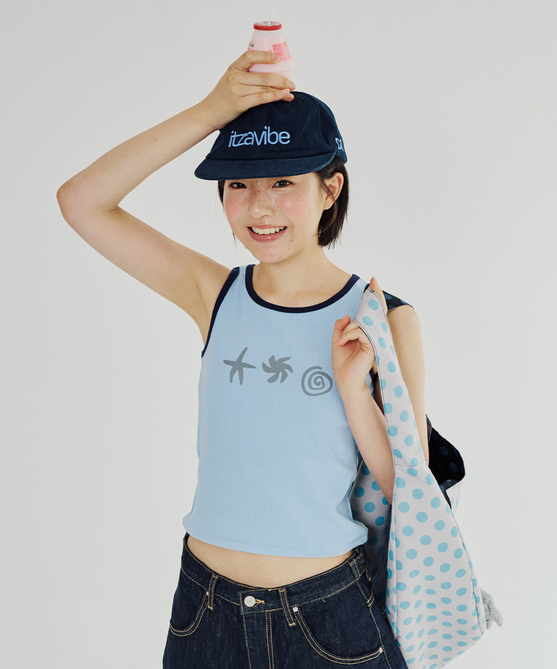 ITZAVIBE（イッザバイブ）の「DOODLE SLEEVELESS - BLUE（Tops）」