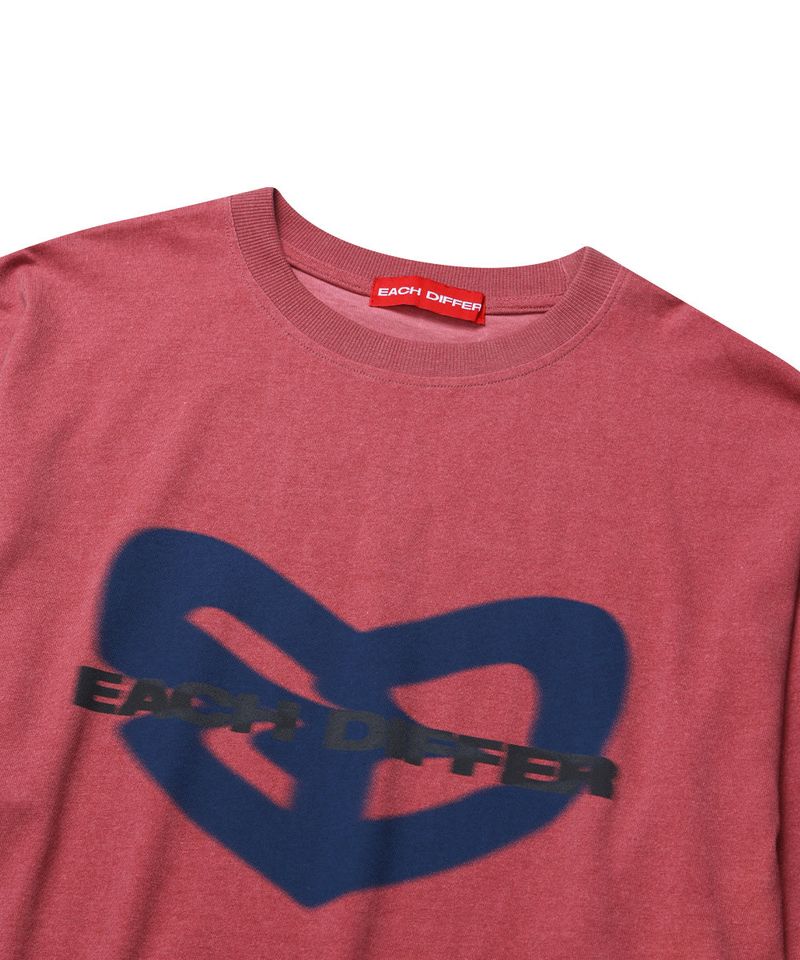 BLUR HEART LONG SLEEVE_VINTAGE RED