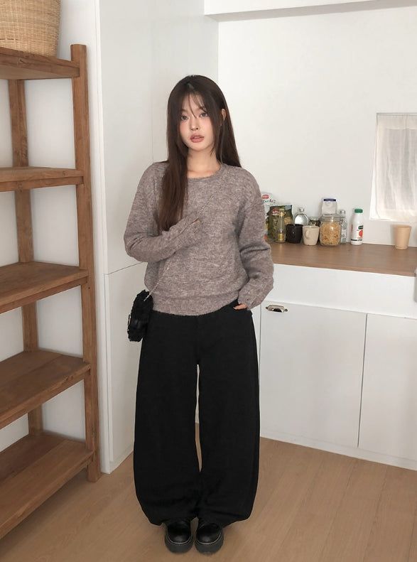 Baran Wool Loose Fit Long Sleeve Button Knit