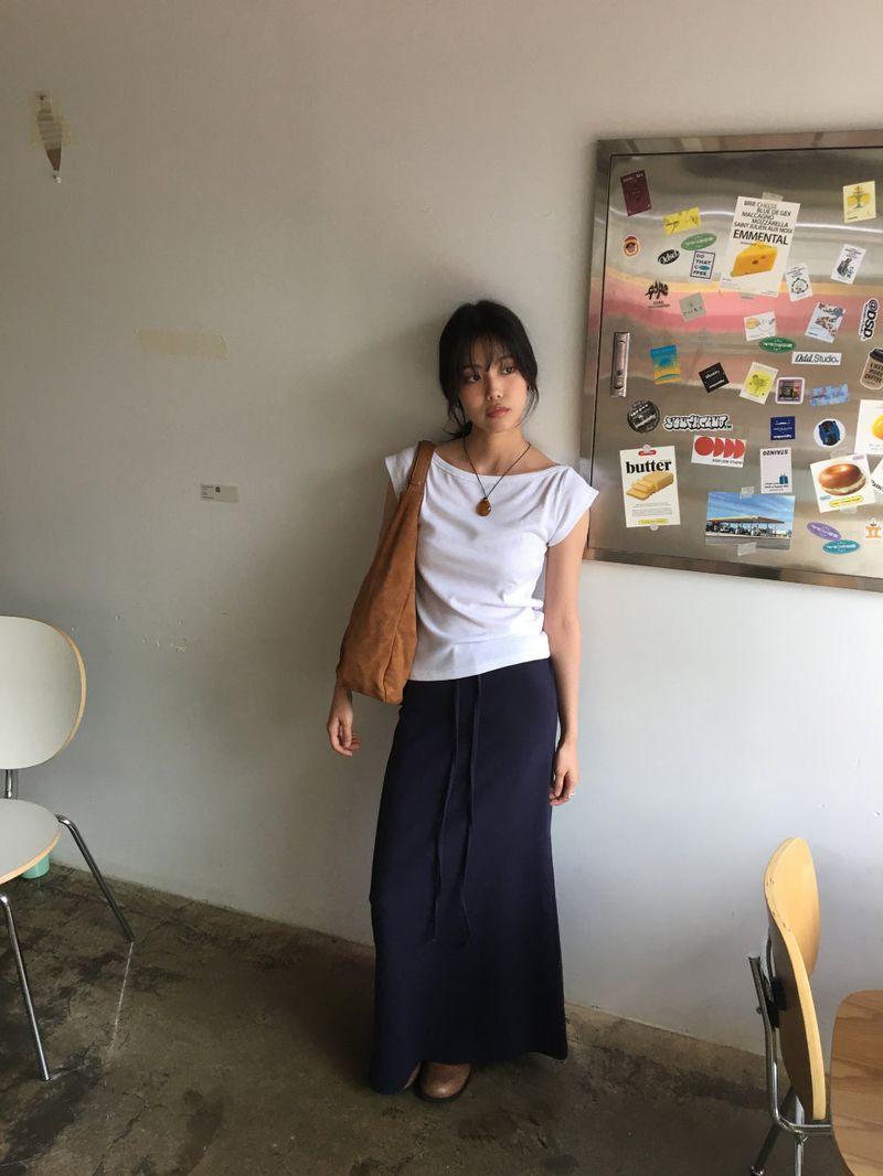 Ribbed Boat Neck T-Shirt (3color)