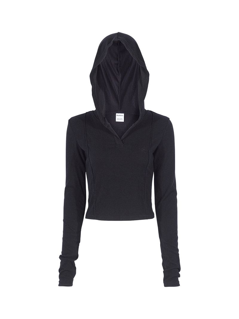 WARM CROP HOODIE_Black