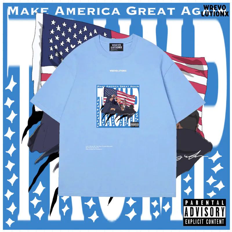 WREVOLUTIONX by WooLeeX（レボリューションエックス バイ ウーリーエックス）の「"D.T. Security Failure” T-Shirt  Album Cover Ver.(Sky Blue)（Tops）」