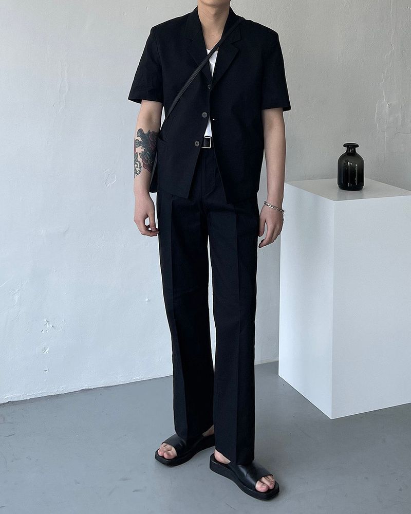 ECT Linen Short-Sleeved Short Jacket (2 colors)