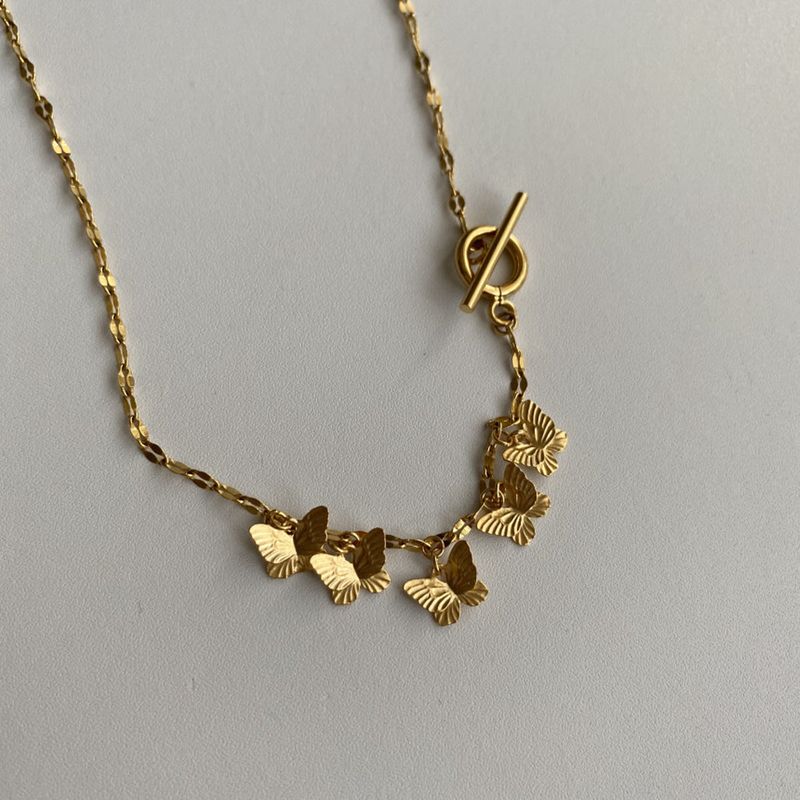 jn Vintage Butterfly Toggle Bar Necklace