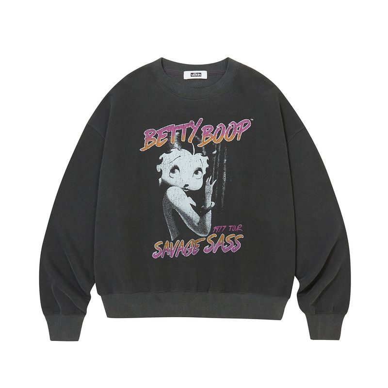 ULKIN（オルキン）の「[ULKIN X BETTYBOOP] グラマーグラフィックスウェットシャツ_チャコール（トップス）」